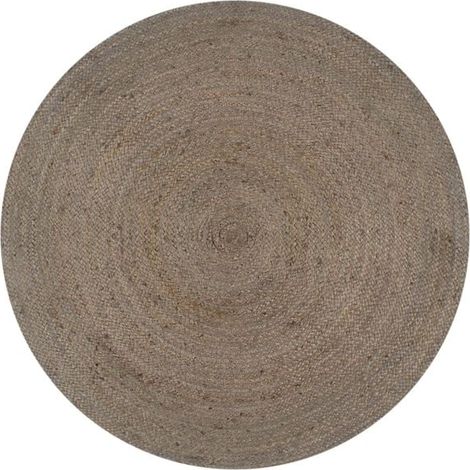 Tapis rond en jute fait main, 90 cm, gris (1/5)