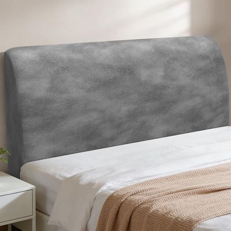 Stretch Headboard Cover for Headboard, Elastic Headboard, 120 cm, Anti-Wear and Stain Resistant for Bedroom (Light Grey Fleece Silver Fox) (1/5)
