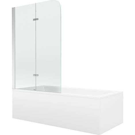 Mexen Cubik baignoire rectangulaire 170 x 70 cm avec carénage et pare-baignoire à 2 battants 100 cm, transparent, chrome - 5503 (1/5)
