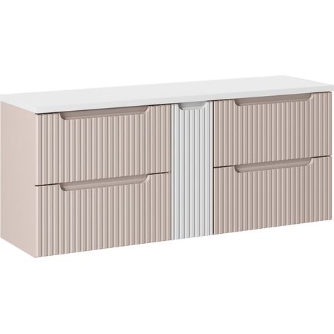 Mueble bajo lavabo 140cm 4 cajones encimera Riva Cachemira y Blanco (1/4)