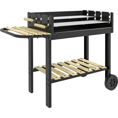 Barbecue au charbon de bois, Grills à hauteur réglable, Design portable, noir (1/5)