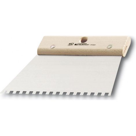 L'Outil Parfait – Couteau à enduire 20 cm – Lame acier verni – Manche bois hêtre PEFC – Pour collage carrelages et dalles – Denture carrée 6mm