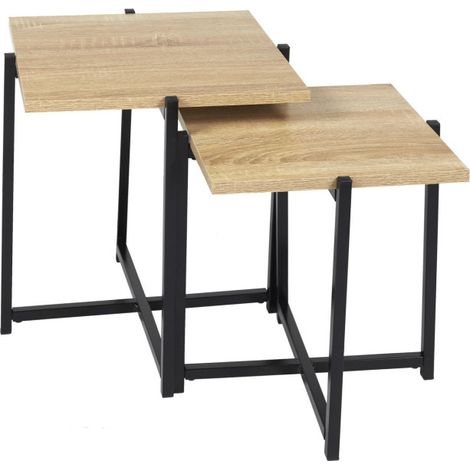 Lot de 2 Tables Gigognes "Loka" 40cm Naturel (1/5)