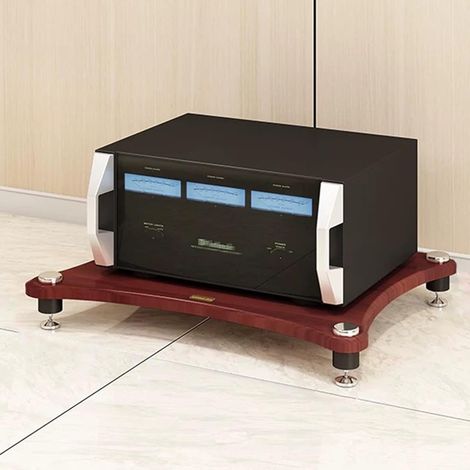 Mobile porta apparecchiature audio, mobile Hi-Fi a più ripiani da pavimento, struttura in acciaio, mobile per riporre apparecchiature audio e video - Design per esterni (colore noce, 23,6x3,9 pollici/