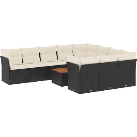 Maison Exclusive - Set de sofás de jardín 11 pzas y cojines ratán (1/5)