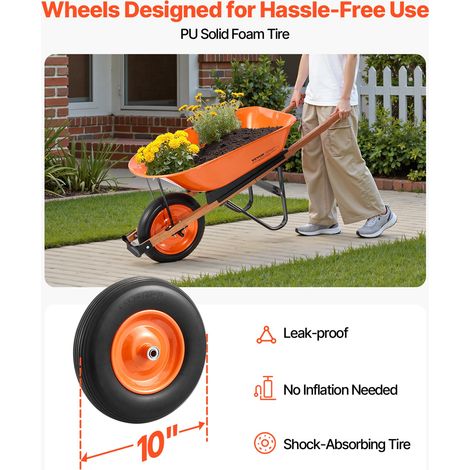 Brouette à 1 Roue, Capacité de Charge 120 kg, Chariot de Jardin avec Poignée en Métal Roue Large 40 cm, Chariot Utilitaire à Charge… (1/5)