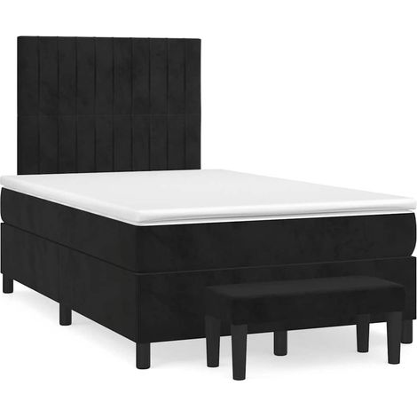 Cama box spring con colchón terciopelo negro 120x190 cm