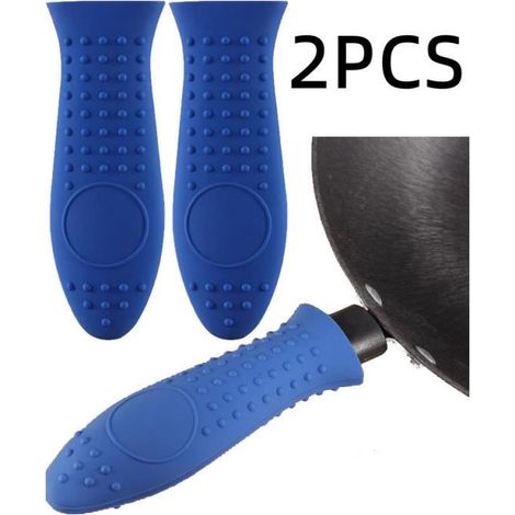 Poignée de casserole amovible - Silicone - Bleu - Anti-brûlure - Antidérapante - Facile à nettoyer (1/4)