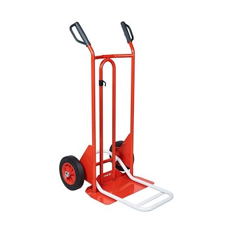 Diable Fimm charge 250kg roues D250mm en caoutchouc bavette fixe et repliable poignées à garde (1/3)
