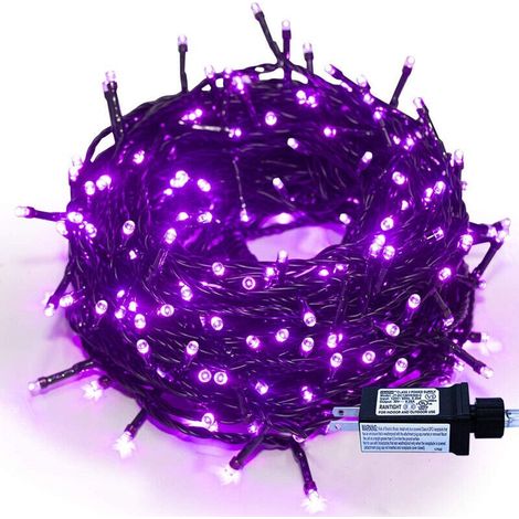Guirlande lumineuse violette pour décoration d'Halloween, 20 m, 200 LED, éclairage d'extérieur, 8 modes, étanche, pour Thanksgiving, chambre, arbre, mariage, fête, jardin [Classe énergétique F] (1/3)