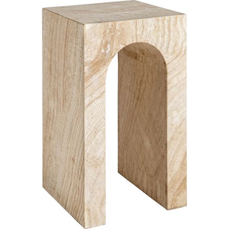 Table d'appoint en travertin style art déco brun clair - Brun clair travertin naturel (1/5)