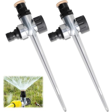 Set di 2 irrigatori da giardino a 360°, con punta regolabile, sistema di irrigazione per prato, orto, fiori e giardini esterni, facile installazione e senza perdite. (1/5)