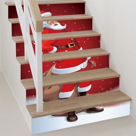 Stickers D'escalier D'escalier De 6 Pcs, Stickers D'escalier d'arbre De Noël 3D for La Décoration De La Maison Décoration Noël,E (1/4)