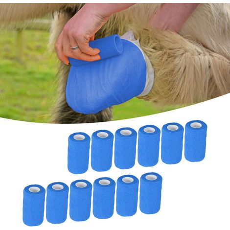 12 pièces/Vente de bandages de parage de sabots pour vaches laitières, bandages de parage de sabots, tissu non tissé, bandages auto-adhésifs pour bovins, bleus. (1/5)