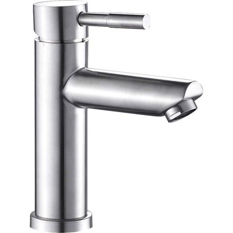 Robinet de lavabo, inox, noir, monocommande, pour sanitaires (1/5)