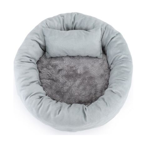 Sollbry 1 lit pour chat et chien en coton, coussin doux et confortable, ensemble de sommeil chaud, oreiller rond pour animaux de compagnie, tapis de couchage pour chat (30 cm, gris) (1/3)