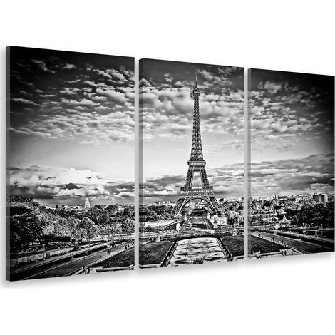 Tableau triptyque Tableau photo tour eiffel et champs de mars nb - 90x60 cm (1/5)