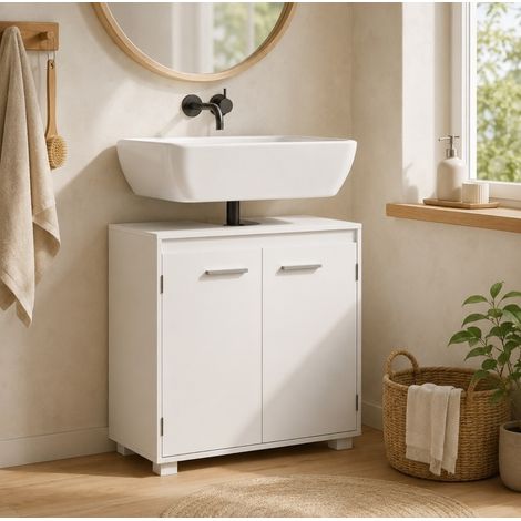 Mobile bagno 60 x 30 x 60 cm con nicchia a U, bianco HAVRYA (1/4)