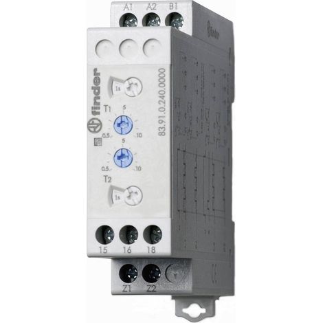 RELAIS TEMPORISÉ MODULAIRE 24 - 240 V DC/AC 1 INVERSEUR (RT) 16 A FINDER 83.91.0.240.0000 (1/5)