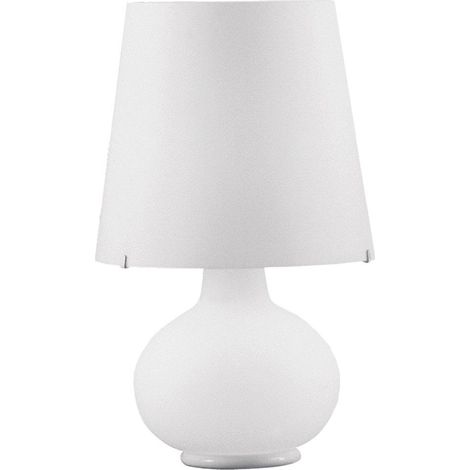 Lampada da Tavolo JUDY 32cm in Vetro Satinato e Metallo Bianco, Doppia Accensione E14+E27, Design Moderno per Interni IP20 - Rossini Group