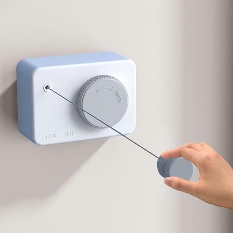 Étendoir à linge rétractable, 4,2 m, pour intérieur et extérieur, fixation murale, portable, installation facile, blanc (1/5)