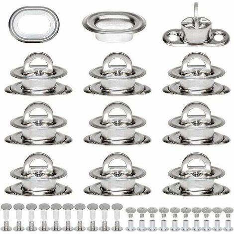 Ovale Drehverschlussösen aus vernickeltem Messing, Planen-Drehriegel mit Gegennieten und Nieten für DIY-Lederhandwerkszubehör, Handtaschenbeschläge H298 (1/5)
