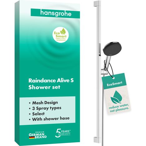 Hansgrohe Raindance Alive Select S - Set doccetta, asta e flessibile, 3 getti, EcoSmart, cromo 24601000 (1/5)
