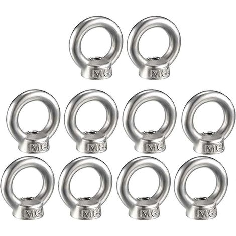 Écrous à œil M6, écrous à œil en acier inoxydable 304, boulons à œil, lot de 10, métrique (1/5)