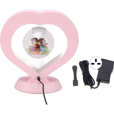 Enceinte Bluetooth lévitation magnétique forme cœur rotation 360° haut-parleur flottant sans fil prise UK 100‑240V (1/5)