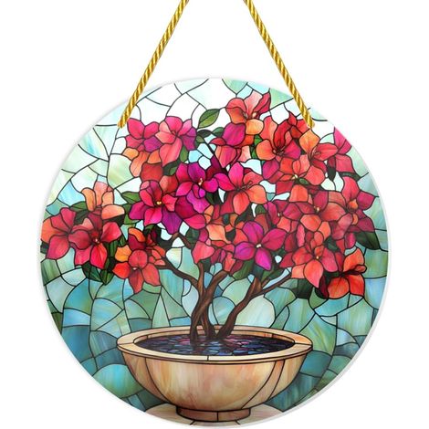 Cafemira Décoration murale circulaire incassable en acrylique, pot de fleurs verre coloré, pendentif (1/5)