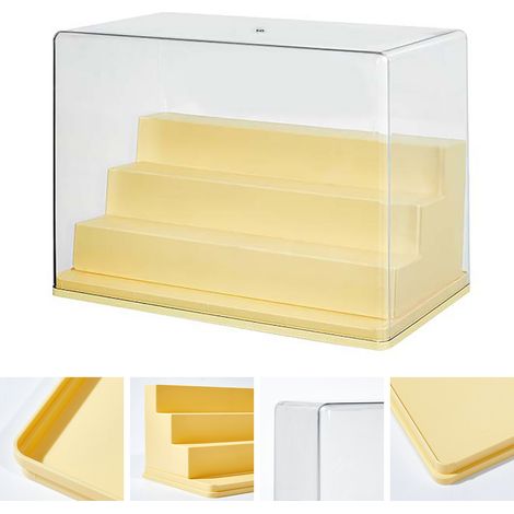 Figurenständer mit transparenter, staubdichter Abdeckung, Leiterform, erhöhtes Regal für Schlafzimmer und Wohnzimmer, Gelb (1/5)