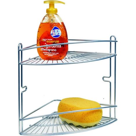 Mensola Angolare Doccia Portacosmetici Washy Proof Silver 2 Piani Artex (1/2)