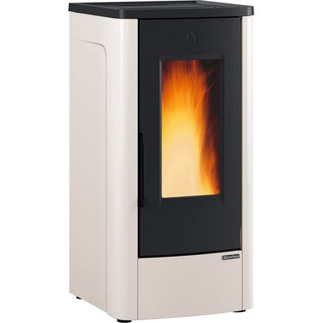 Extraflame – Poêle à granulés 10,0 kW – Habillage acier peint ivoire – Surface de chauffe jusqu'à 287 m² – Classe énergétique flamme verte (1/3)