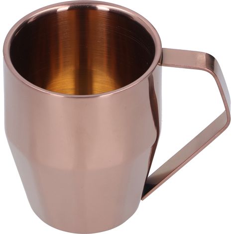 Tasse en acier inoxydable 304, double paroi, surface diamant, rose doré, avec anse, pour café ou eau, usage européen (1/5)