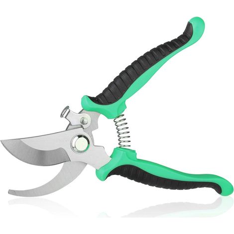 Sécateur à lames croisées tranchantes - Ciseaux de jardin professionnels en acier allié à haute teneur en carbone pour branches et troncs d'arbres (vert)-AquaForge (1/5)