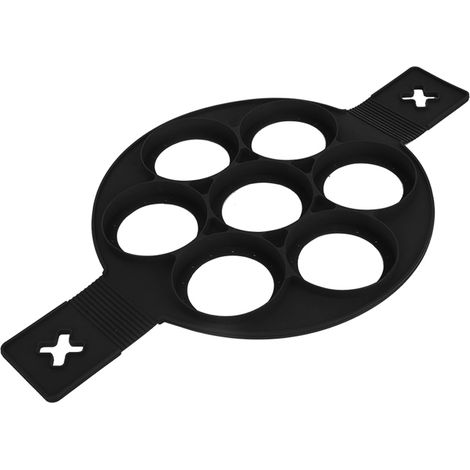 Moule à crêpes aux œufs rond antiadhésif en silicone, 7 trous, pour réaliser soi-même des pancakes. (1/5)