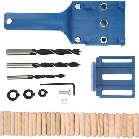 Lot de 38 pièces guide de perçage droit pour menuiserie, outil à main de localisation de trou, bleu (1/5)