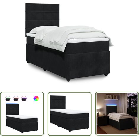 vidaXL Boxspringbett mit Matratze Schwarz 90x190 cm Samt (1/5)