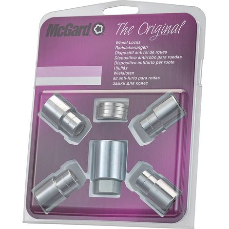 4 ECROUS ANTIVOL SU MCGARD M12X1.25/ PLAT/ LONG. 15/35MM/ Ø21MM (1/2)