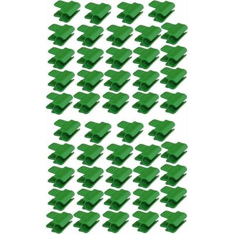 Lot de 48 colliers de serrage pour tuyau de jardin, accessoires de film d'abri de jardin, diamètre extérieur 16 mm, piquets pour plantes, clips en plastique pour serre, Vert (1/5)