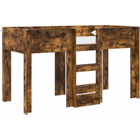 Lit superposé enfant avec rangement, coloris chêne fumé, 75 x 190 cm (1/5)