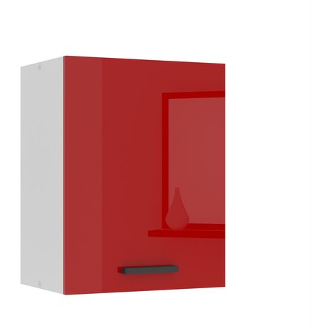 BELINI Meuble Haut Cuisine SG45 I Meubles de Cuisine - Mural, Rangements, 1 Porte I Taille: 29,6 x 45 x 58 cm I Armoire Murale avec Poignée en Métal I Couleur: Rouge très Brillant (1/5)