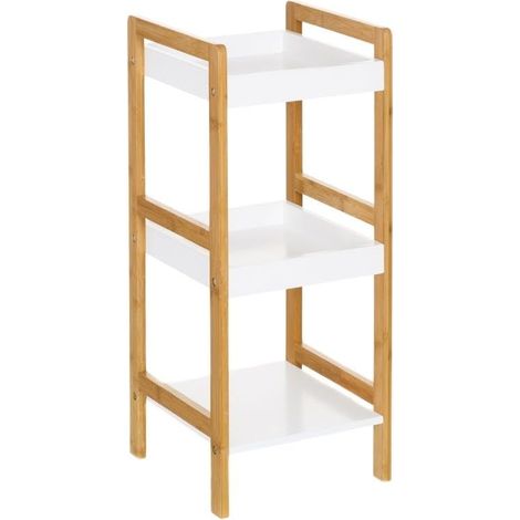 Étagère de Sol avec 3 étagères en Bois MDF Naturel et Blanc (1/4)