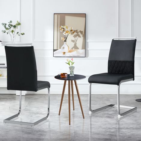 Sedie da sala da pranzo set da 2, schienale in PU effetto pelle e lino (1/5)