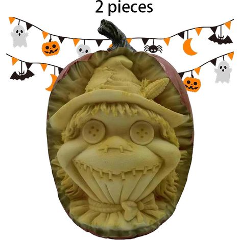 Leuchtender Halloween-Kürbis Tischdekoration, Sammlerfigur, Gruselgesicht, Halloween-Kürbislaterne, Gruselgesicht (1/5)