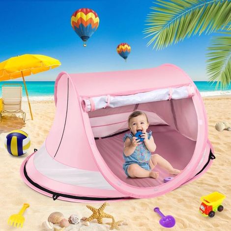 Tenda da spiaggia per neonati, grande tenda da spiaggia pop-up, tenda da viaggio portatile per neonati con zanzariera, tenda da gioco interna per neonati, tenda parasole con U (1/5)
