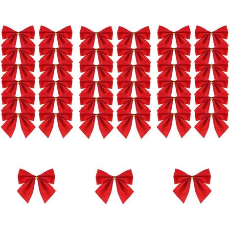 Mini Adorno Para Árbol De Navidad - Cinta De Tejido Roja Con Detalle Dorado - 5 Cm - Ideal Para Decoración Navideña - 120 Unidades (1/5)