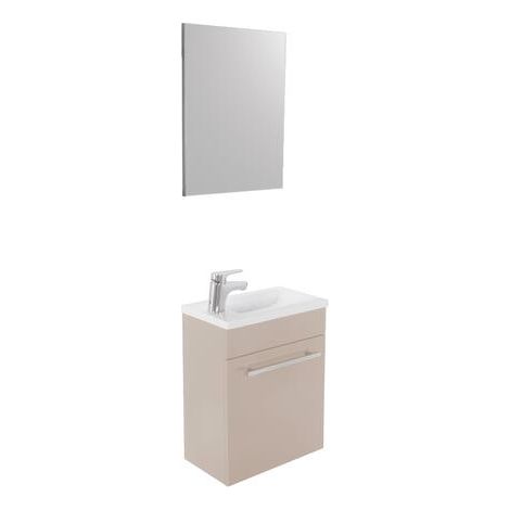 ONDEE ZEN - Lave-mains NINO - avec miroir - 44cm - Taupe - Laqué - Livré en kit