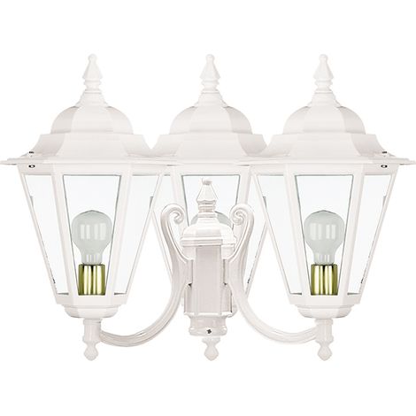 Luminaria para poste 3 brazos ELITE 6 IP44 E27 3x42W 450mm Cristal matizado Blanco