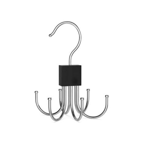 4 pièces Rangement pour Ceintures, 360 degrés cintres Peu encombrants avec 6 Crochets, Porte-Ceintures pour Armoire, Organiseur de Ceintures, cintres pour Cravates, Foulards, écharpes et Sacs (1/5)